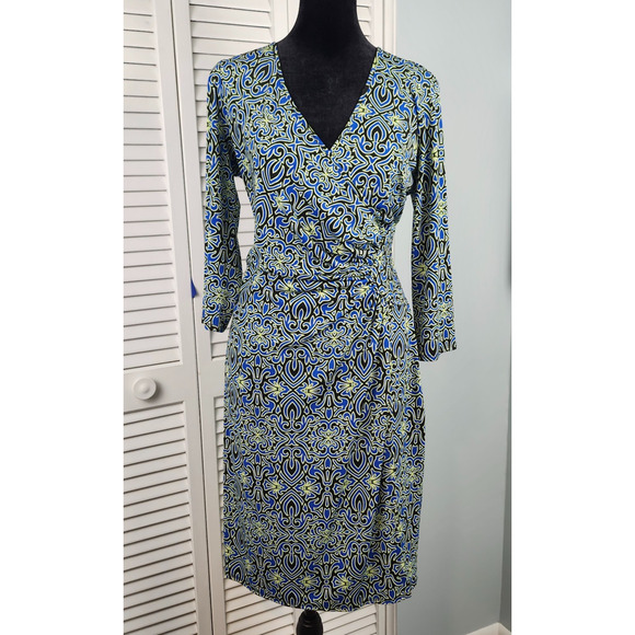 Laundry By Shelli Segal Dresses & Skirts - Laundry Faux Wrap Dress Size 8 Stretch Jersey Knit Blue multi